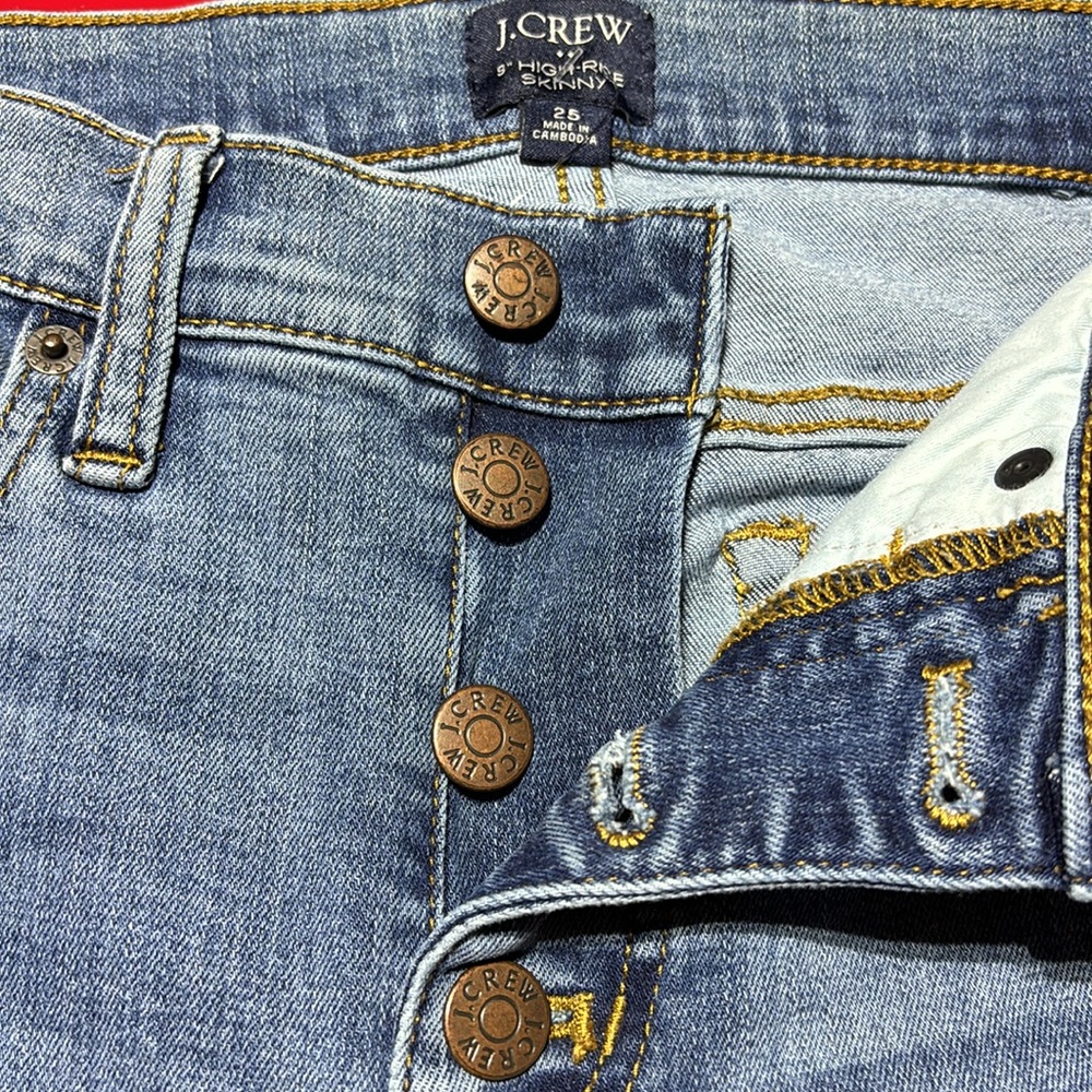 J. Crew 9" High-Rise Toothpick Jean - Buffalo Wash 25 - Picture 2 of 5